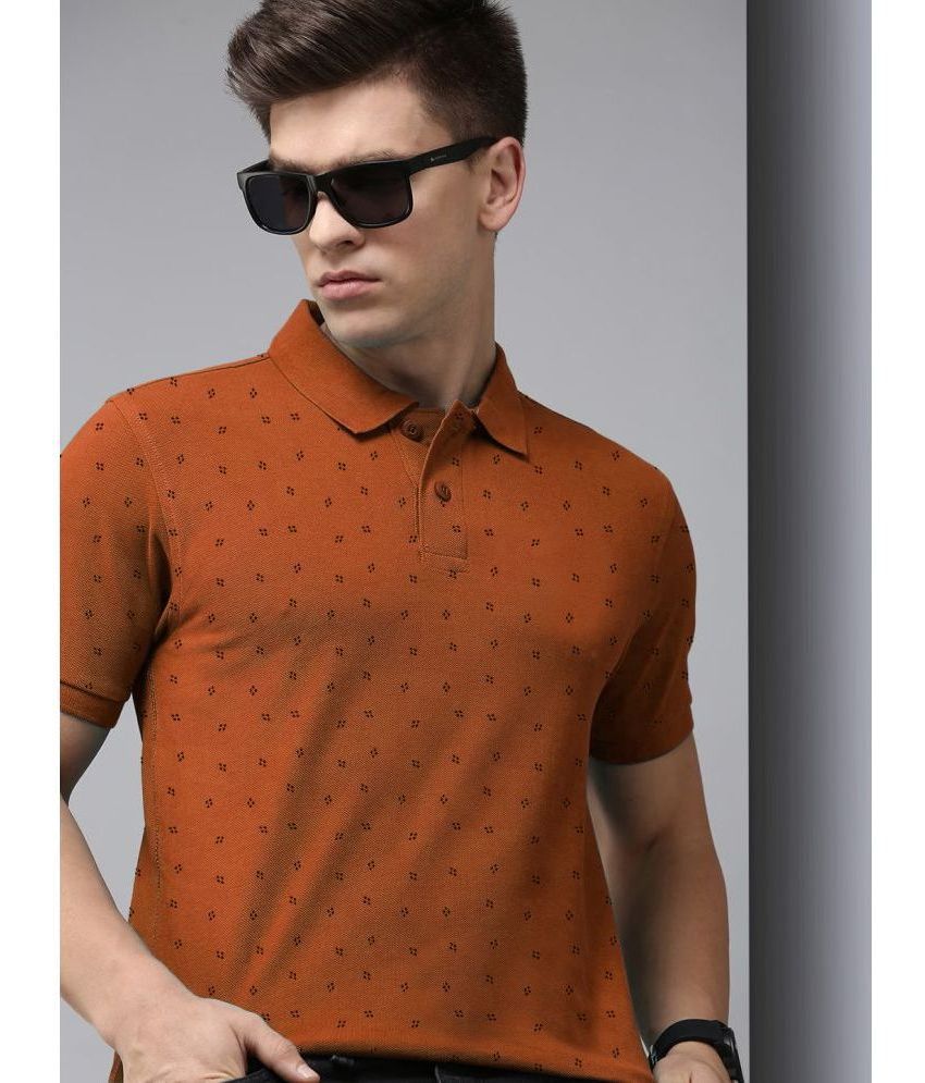     			ADORATE Cotton Blend Regular Fit Printed Half Sleeves Men's Polo T Shirt - Rust Brown ( Pack of 1 )