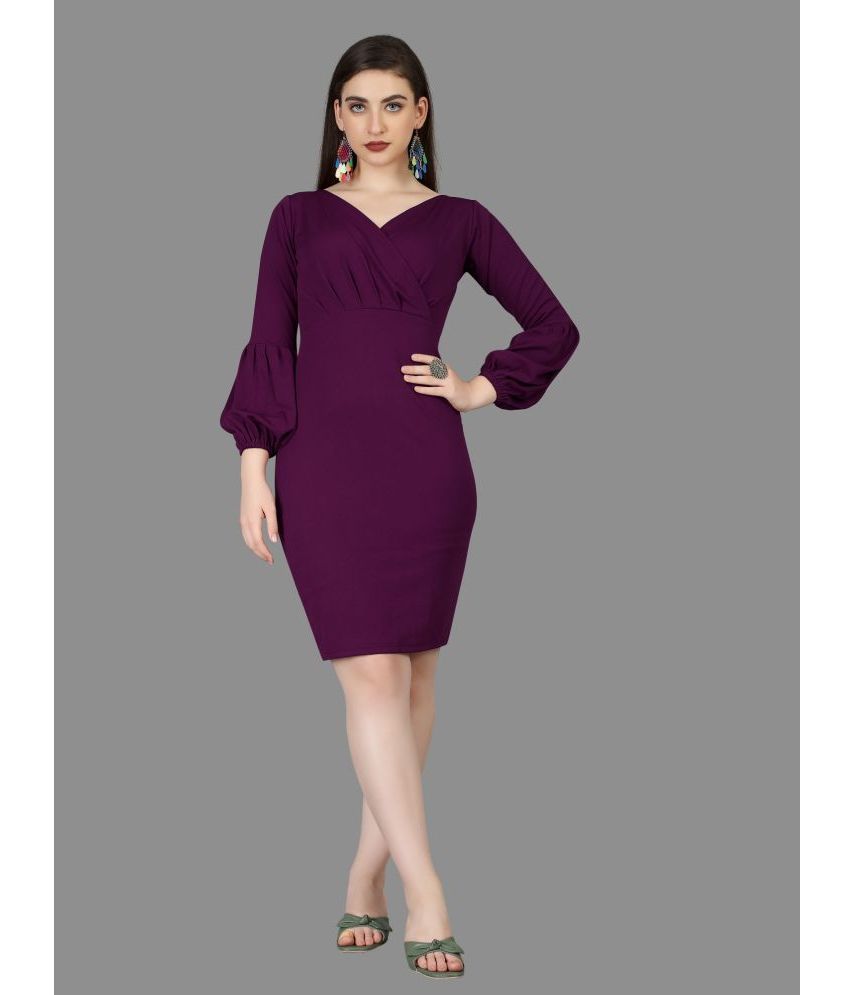     			Aika Polyester Solid Above Knee Women's Bodycon Dress - Mauve ( Pack of 1 )