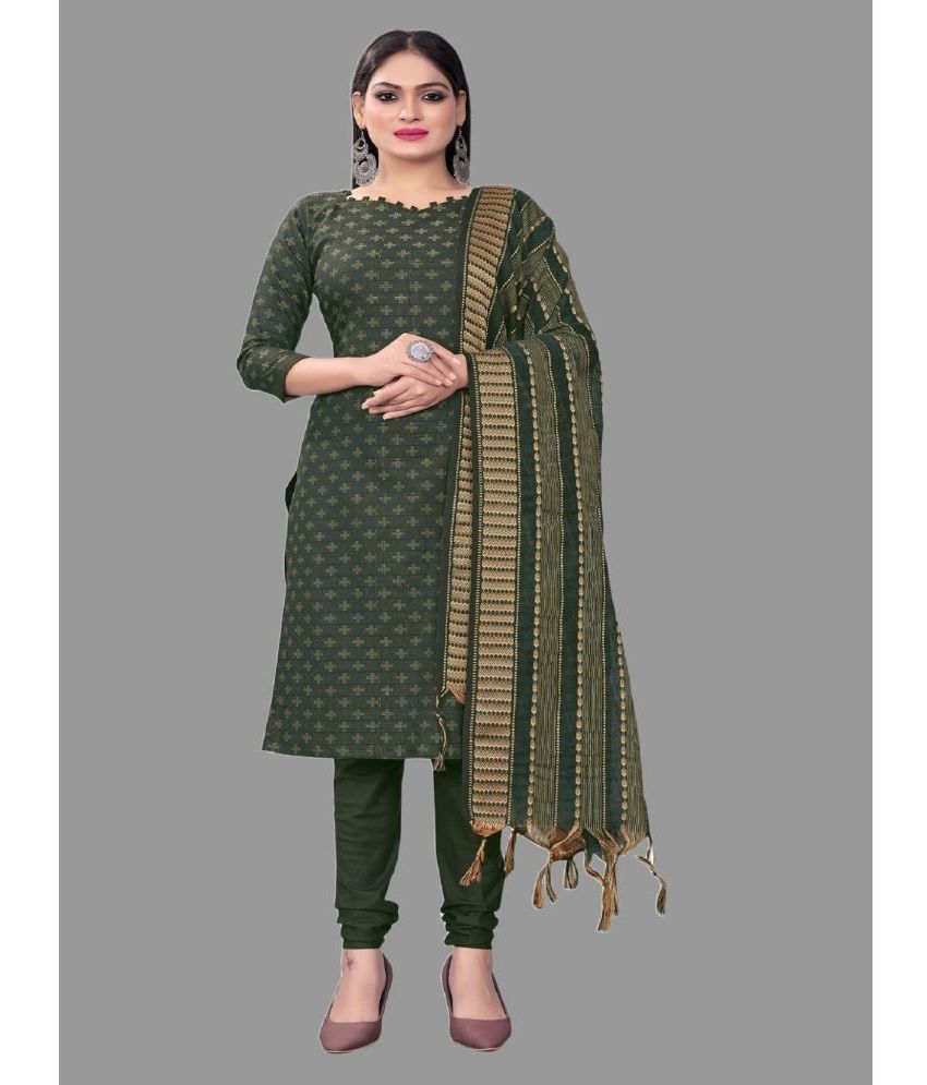     			Apnisha Unstitched Cotton Printed Dress Material - Green ( Pack of 1 )