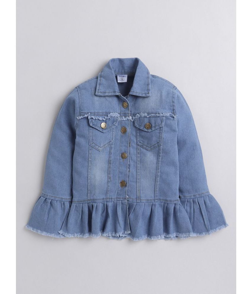     			DKGF Fashion - Light Blue Denim Girl's Denim Jackets ( Pack of 1 )
