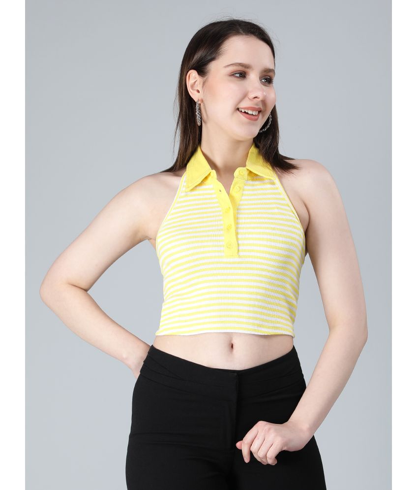     			DRAPE AND DAZZLE - Yellow Cotton Women's Crop Top ( Pack of 1 )