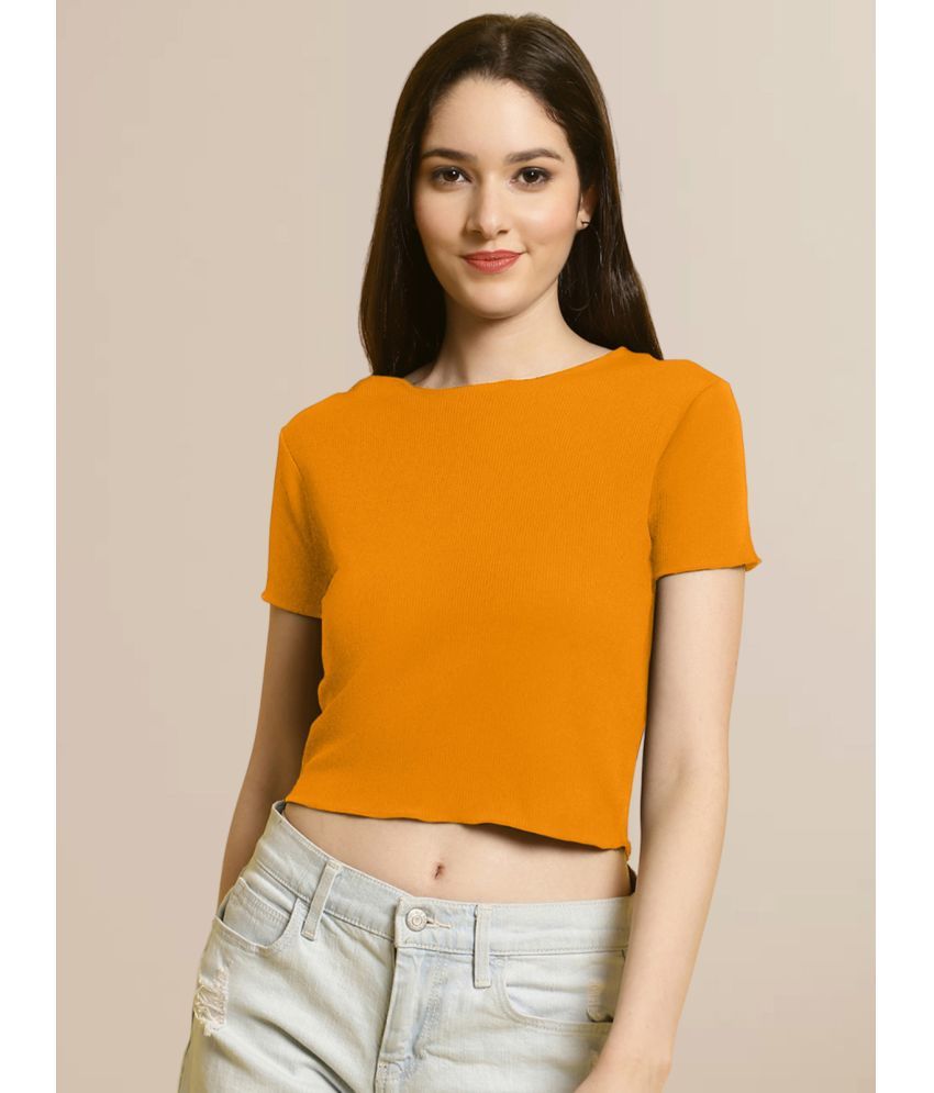     			Fabflee - Yellow Polyester Women's Crop Top ( Pack of 1 )