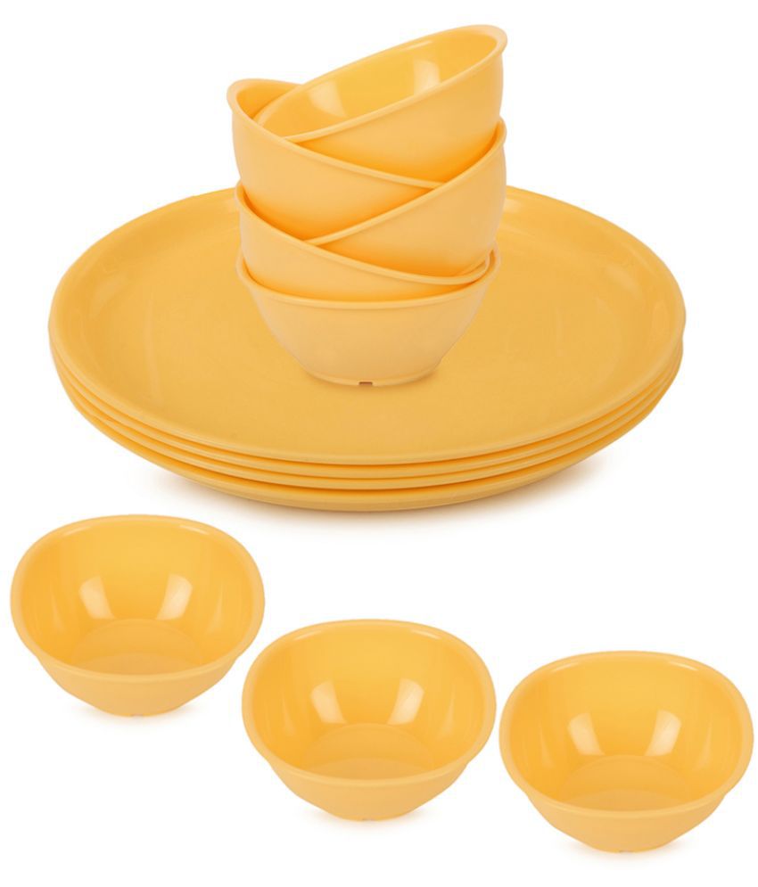     			HOMETALES - Yellow Plastic Dinner Set ( Pack of 12 )