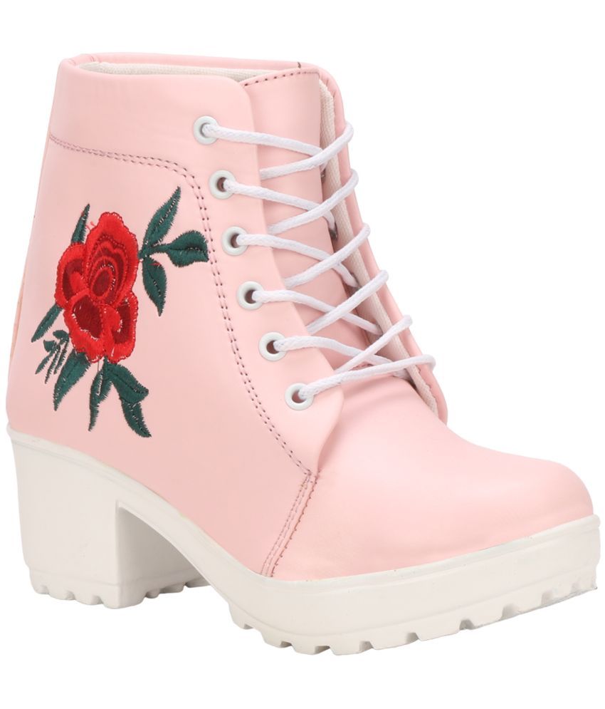     			Ishransh - Pink Women's Ankle Length Boots