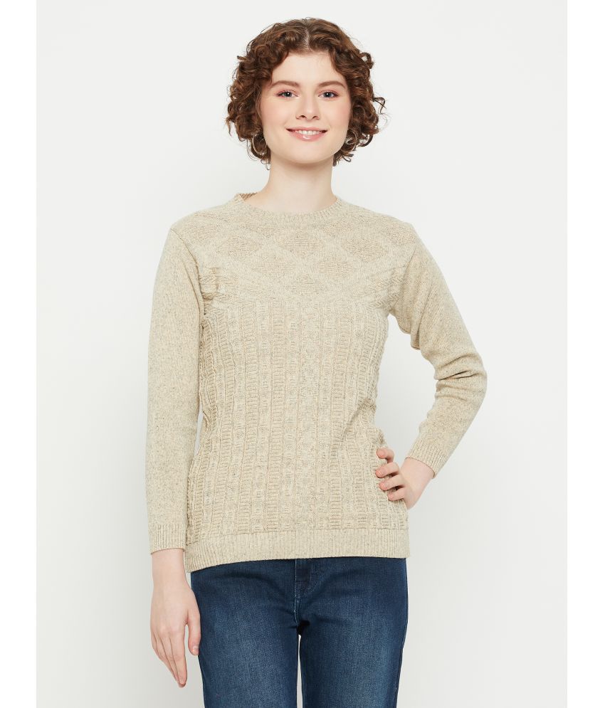     			KASMA Acro Wool Round Neck Women's Pullovers - Beige ( )