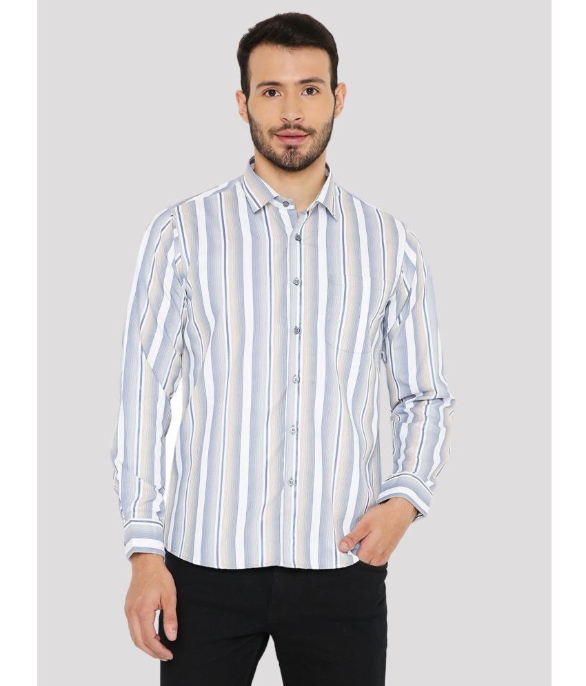     			Maharaja Cotton Blend Slim Fit Striped Full Sleeves Men's Casual Shirt - Blue ( Pack of 1 )