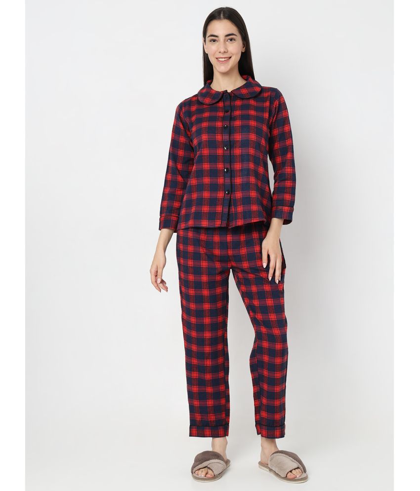     			Smarty Pants - Red Cotton Women's Nightwear Nightsuit Sets ( Pack of 1 )