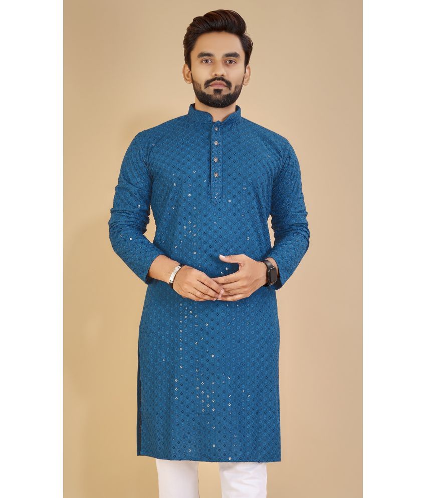     			YUG ART - Blue Cotton Men's Regular Kurta ( Pack of 1 )