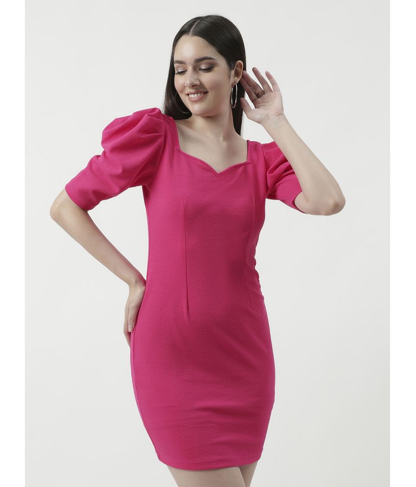     			Zima Leto Polyester Solid Above Knee Women's Fit & Flare Dress - Pink ( Pack of 1 )