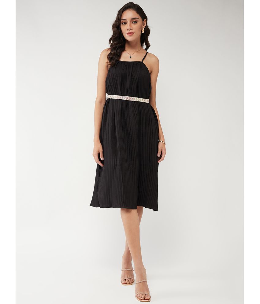     			Zima Leto Polyester Solid Midi Women's A-line Dress - Black ( Pack of 1 )