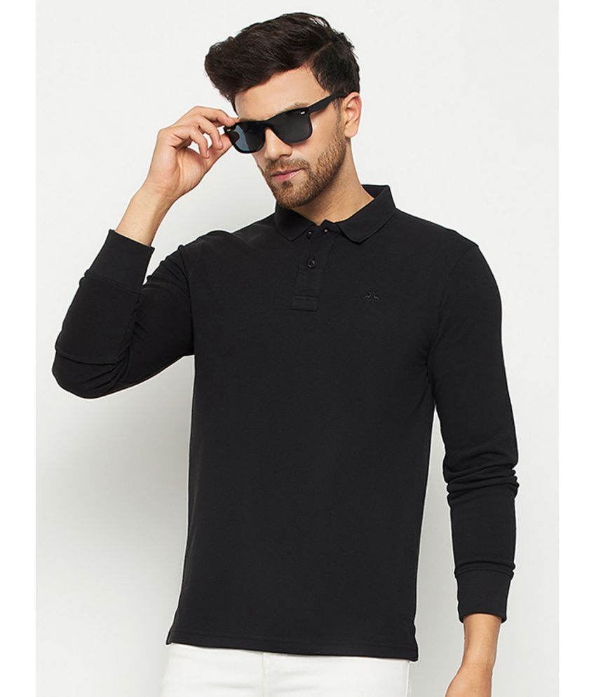     			98 Degree North Cotton Blend Regular Fit Solid Full Sleeves Men's Polo T Shirt - Black ( Pack of 1 )