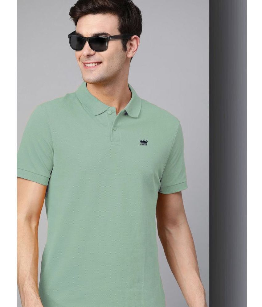     			ADORATE Cotton Blend Regular Fit Solid Half Sleeves Men's Polo T Shirt - Mint Green ( Pack of 1 )