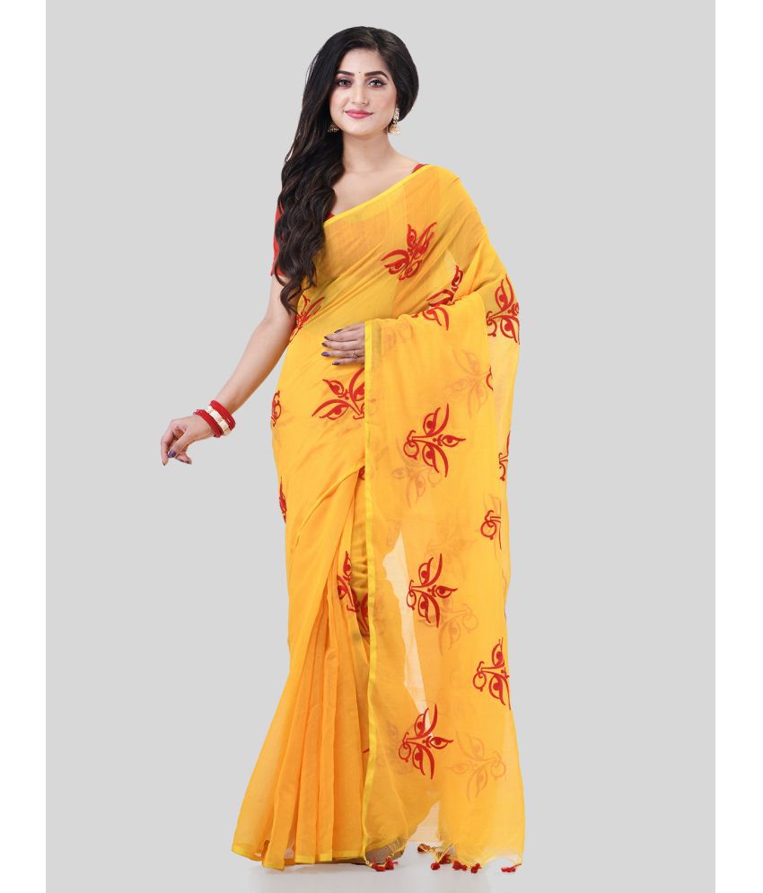    			Desh Bidesh Cotton Embroidered Saree With Blouse Piece - Yellow ( Pack of 1 )