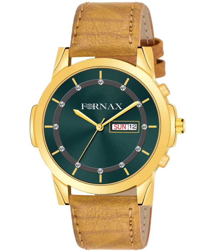     			FORNAX - Brown Leather Analog Men's Watch