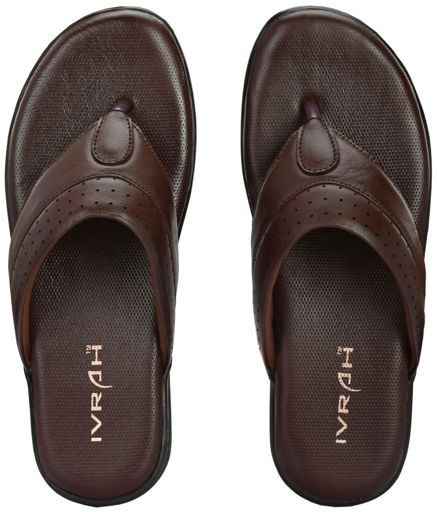     			IVRAH - Brown Men's Thong Flip Flop