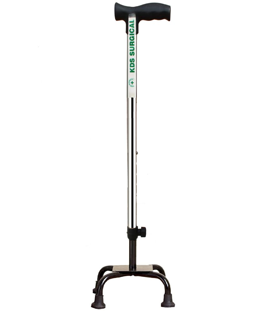     			KDS SURGICAL 4 Leg Black Crome Height Adjustable Walking Sticks