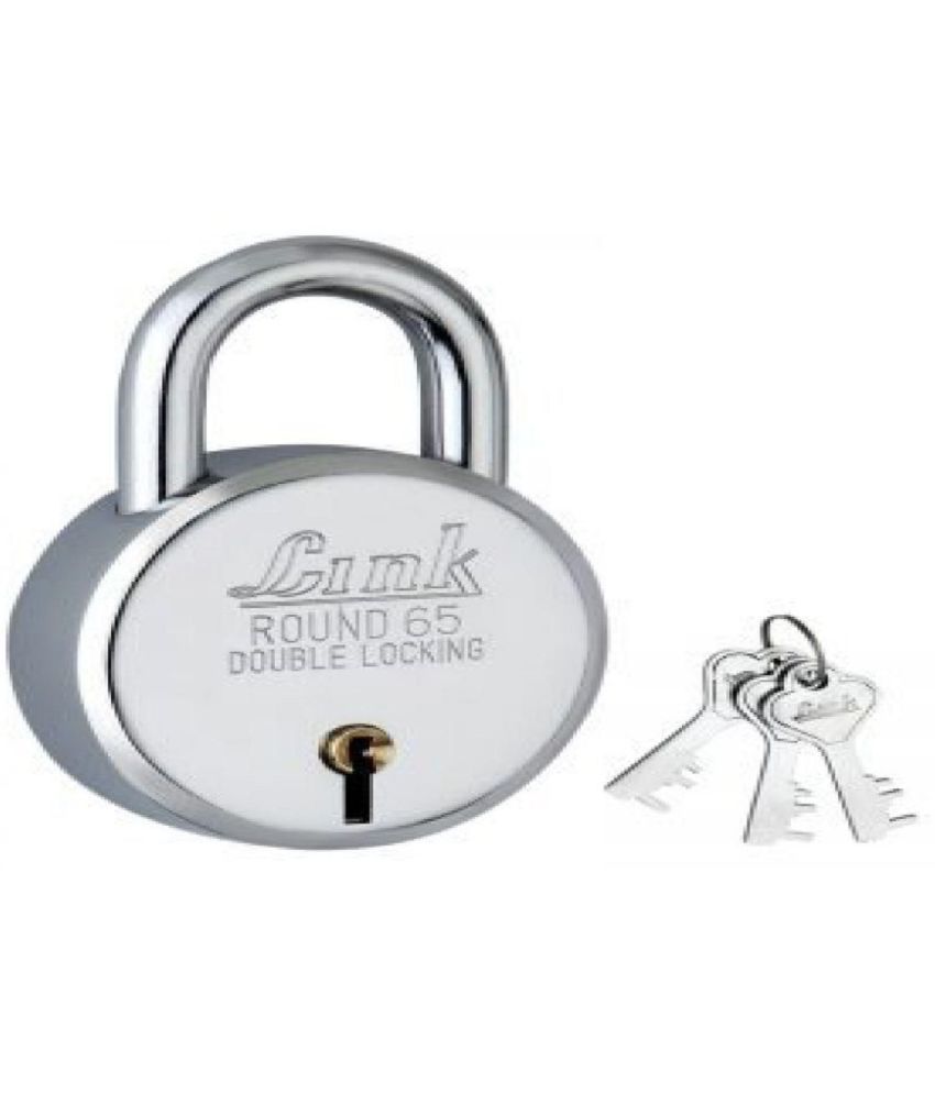     			Link Lock Steel Round 65mm Double Locking with 3 Keys, Keys are not Interchangeable Security Ensured Padlock Pack of 1