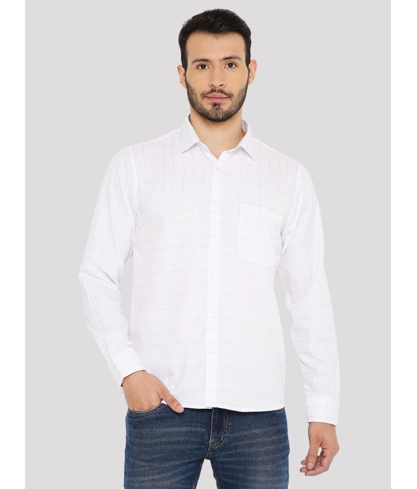     			Maharaja Cotton Blend Slim Fit Checks Full Sleeves Men's Casual Shirt - White ( Pack of 1 )