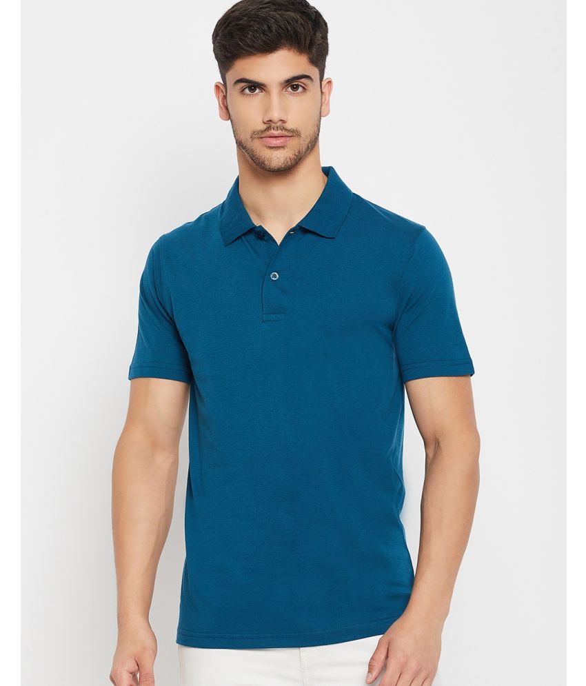     			UNIBERRY Cotton Regular Fit Solid Half Sleeves Men's Polo T Shirt - Teal Blue ( Pack of 1 )