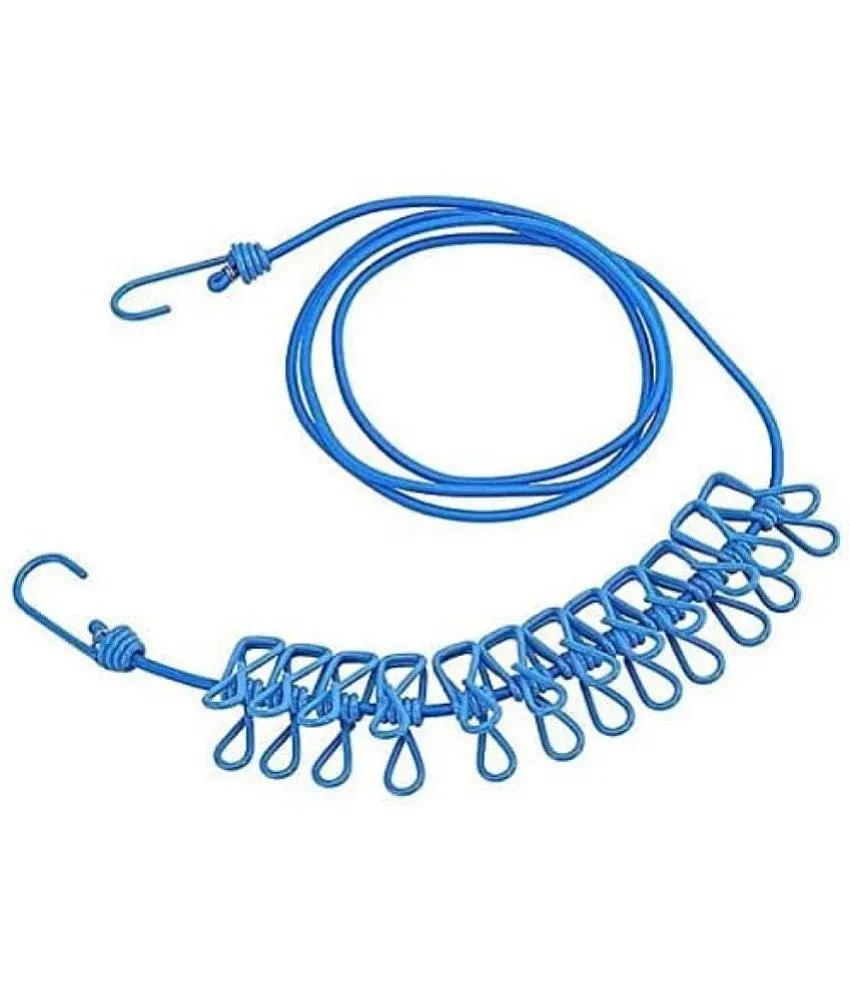 Buy cloth drying rope with hooks rope for drying with 12 clips(PACK OF  1)BLUE Online In India At Discounted Prices