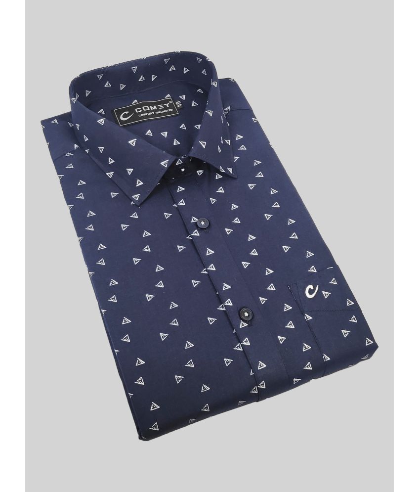     			Comey 100% Cotton Slim Fit Printed Full Sleeves Men's Casual Shirt - Navy ( Pack of 1 )