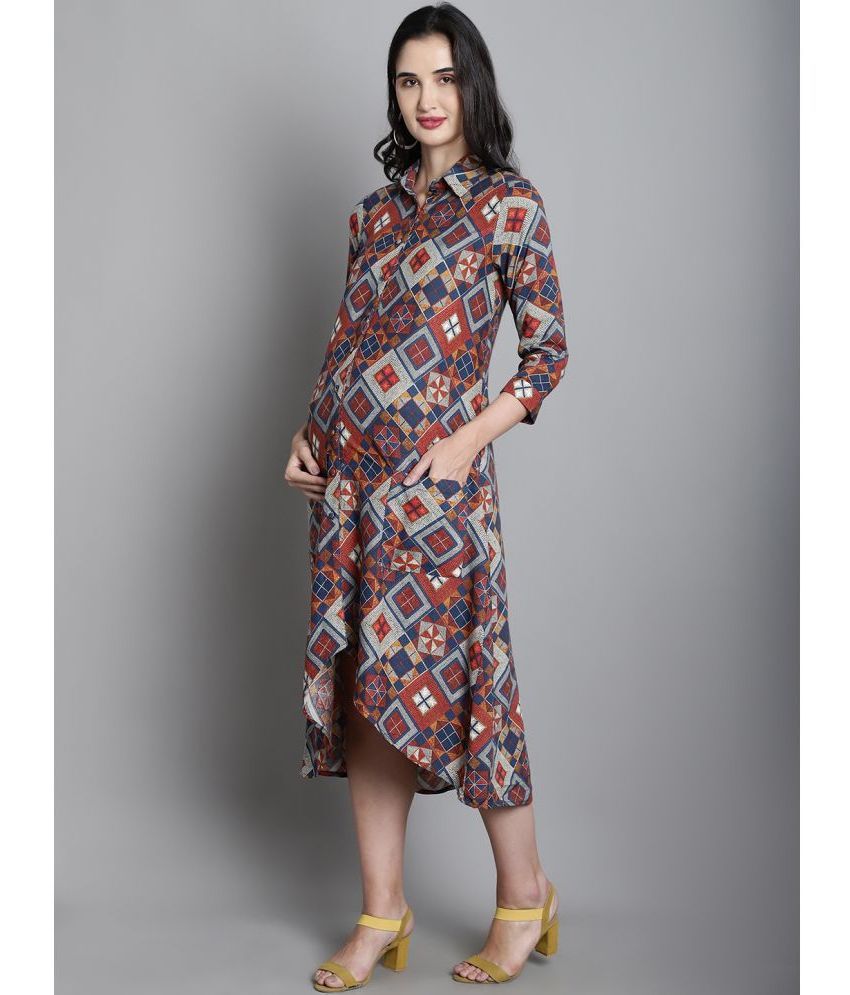     			Moms Maternity - Maroon Rayon Women's Maternity Dress ( Pack of 1 )