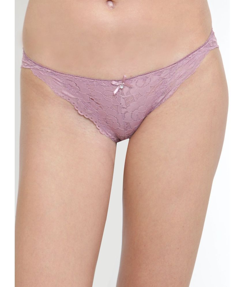     			PrettyCat Lace Self Design Women's Bikini ( Mauve )