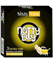 NottyBoy Banana Flavoured Extra Thin Condoms for Men - 3 Units