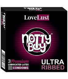 NottyBoy Ultra Ribbed Condoms for Men - 3 Units