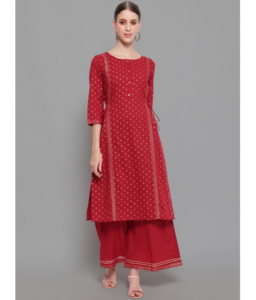     			Antaran Cotton Printed Straight Women's Kurti - Red ( Pack of 1 )