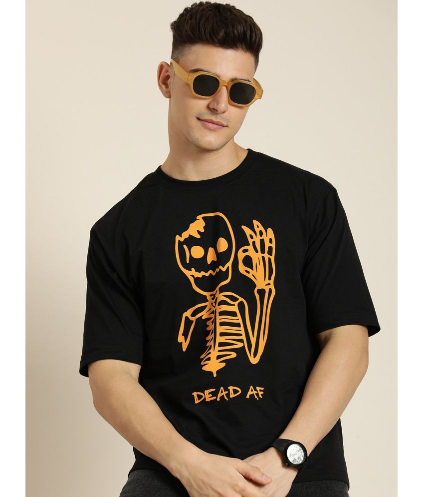     			Difference of Opinion 100% Cotton Oversized Fit Printed Half Sleeves Men's T-Shirt - Black ( Pack of 1 )