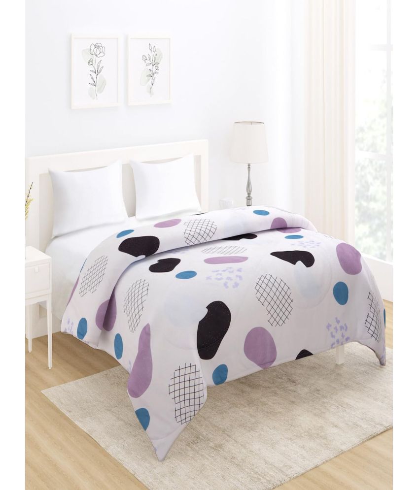     			HOKIPO Polyester Polka Dots Double Size Comforter ( 245 x 228 cm ) - White ( Pack of 1 )