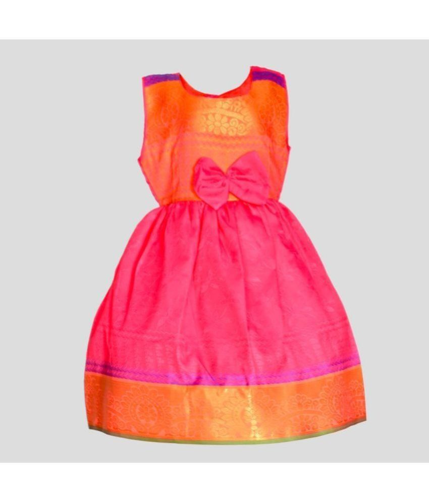     			MangoPies - Pink Silk Blend Baby Girl Frock ( Pack of 1 )