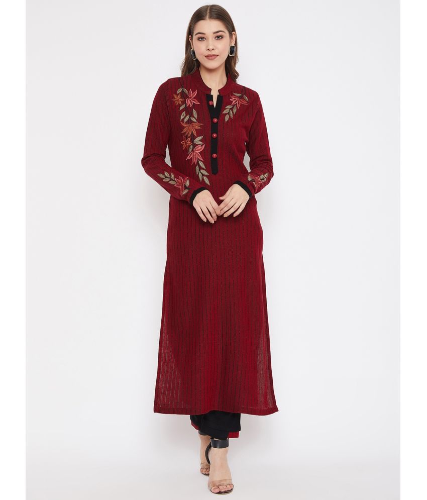     			zigo Woollen Embroidered Kurti With Palazzo Women's Stitched Salwar Suit - Red ( Pack of 1 )