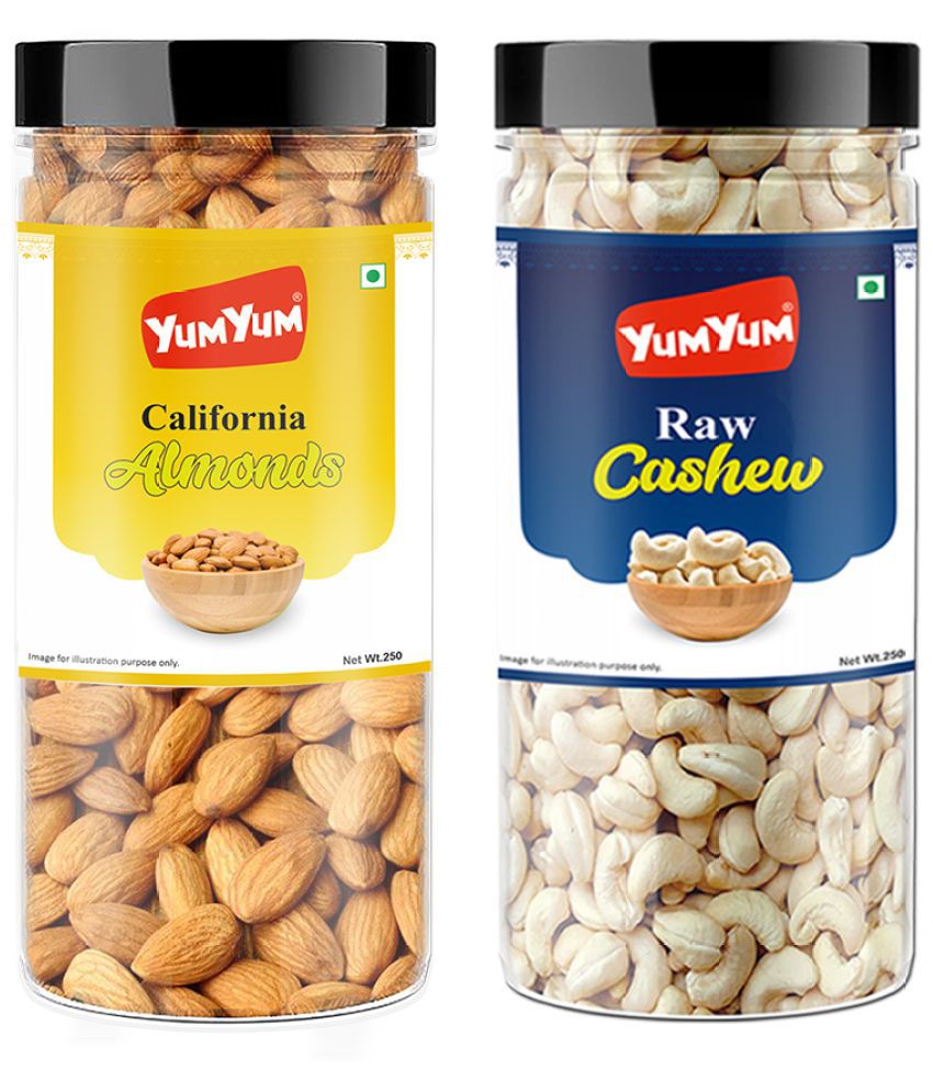     			YUM YUM Dry Fruits Combo Pack 500g Almonds 250g and Cashew 250g Jar Each