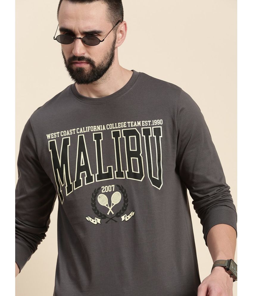     			Dillinger 100% Cotton Regular Fit Printed Full Sleeves Men's T-Shirt - Grey ( Pack of 1 )