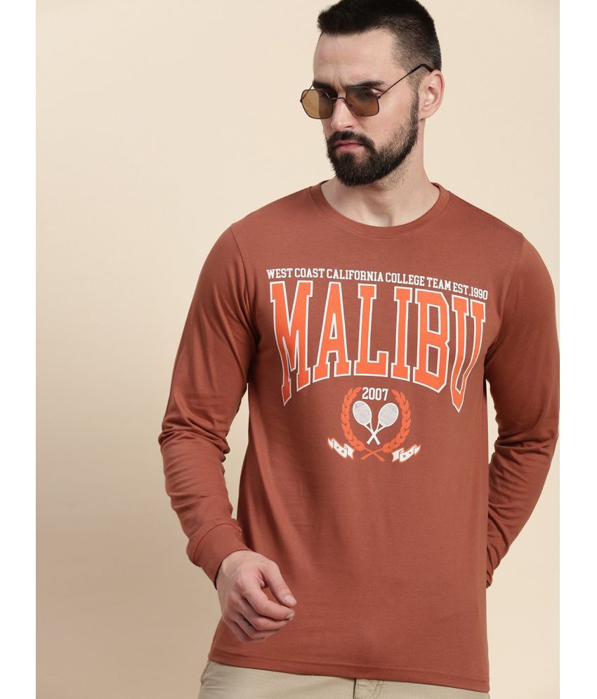     			Dillinger 100% Cotton Regular Fit Printed Full Sleeves Men's T-Shirt - Brown ( Pack of 1 )