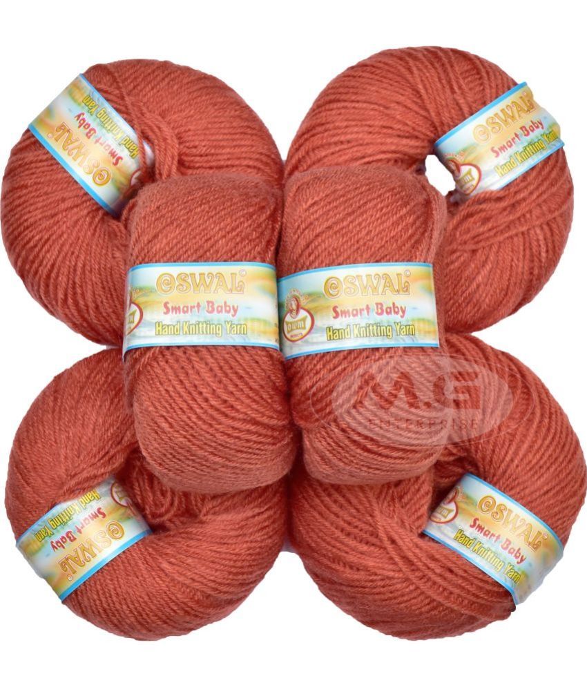     			100% Acrylic Wool Rust (14 pc) Smart Baby 4 ply Wool Ball Hand Knitting Wool/Art Craft Soft Fingering Crochet Hook Yarn, Needle Knitting Yarn Thread Dyed