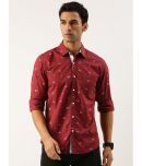 IVOC 100% Cotton Slim Fit Printed Full Sleeves Men's Casual Shirt - Maroon ( Pack of 1 )