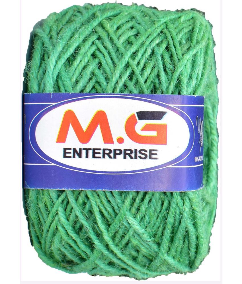     			3 Ply/Twisted Macrame Jute Cord/Dori Thread  Apple Green 50 mtr- Art-AJBC