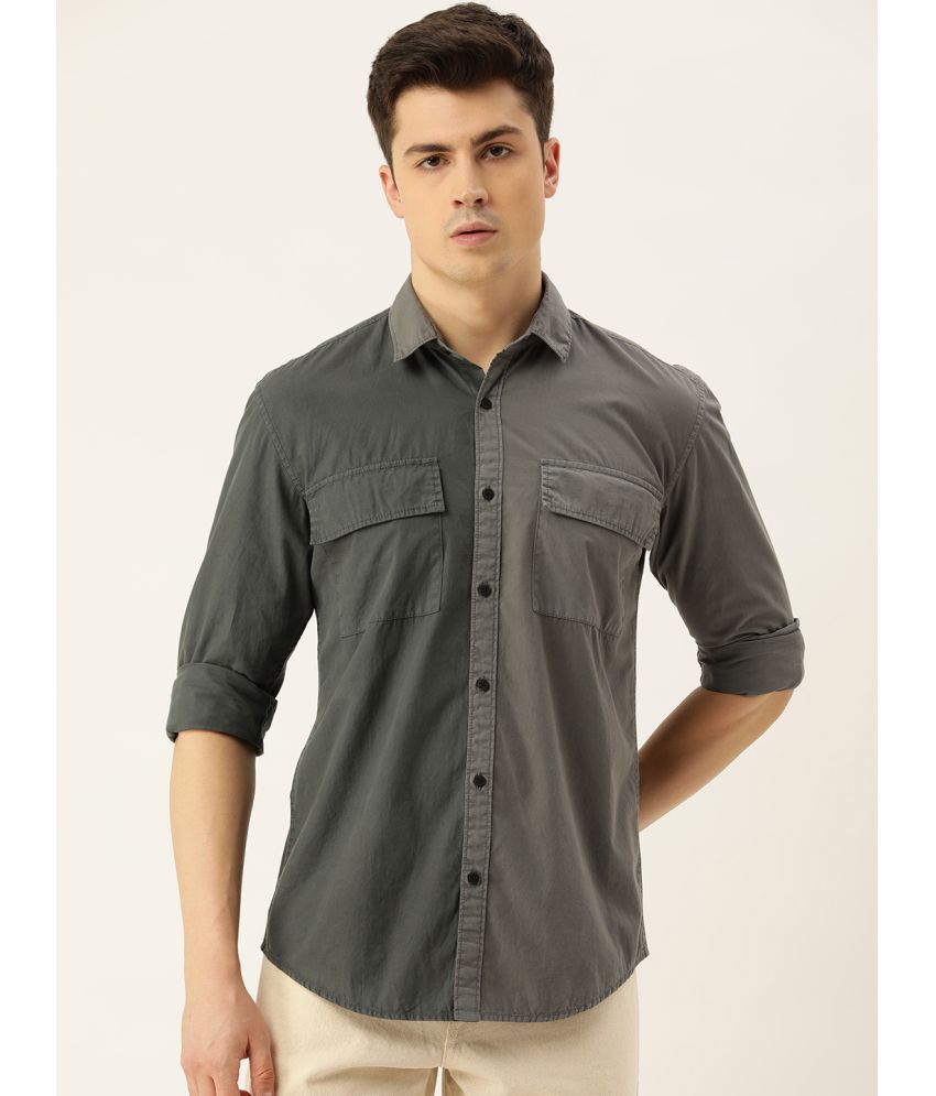     			Bene Kleed 100% Cotton Slim Fit Colorblock Full Sleeves Men's Casual Shirt - Grey ( Pack of 1 )