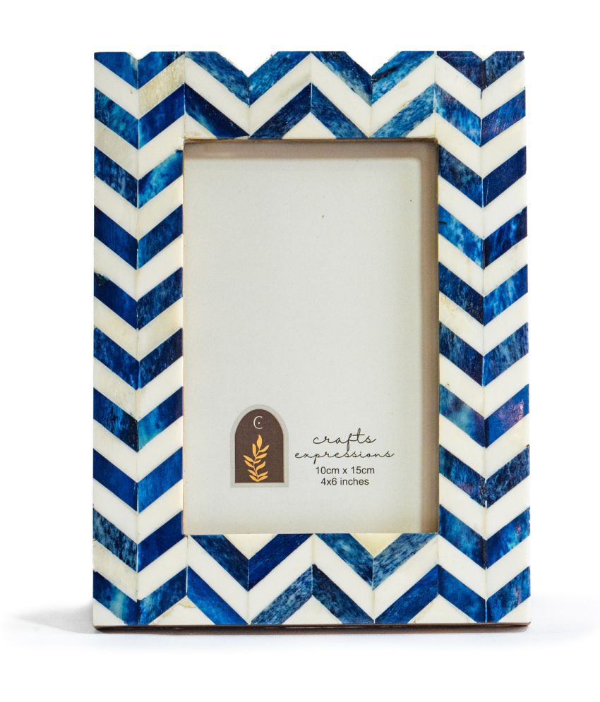     			Crafts Expressions Wood TableTop Blue Single Photo Frame - Pack of 1