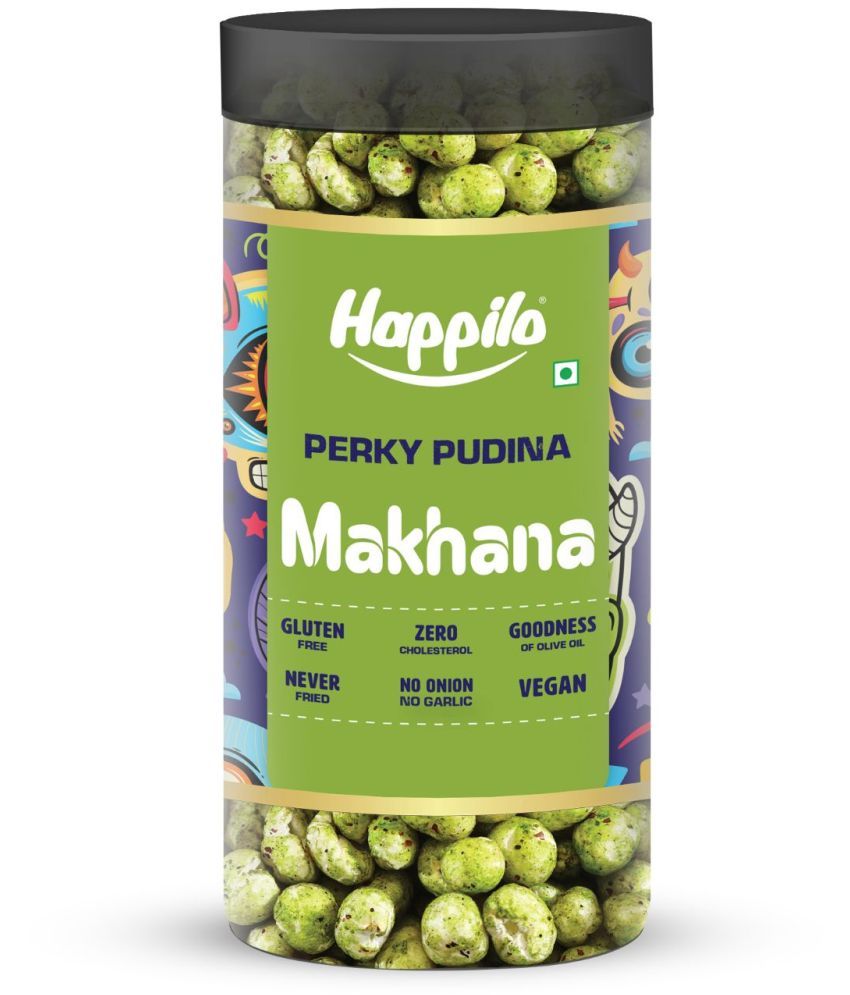     			Happilo Makhana Perky Pudina Jar, Roasted Foxnut Healthy Snack Low Calorie Gluten Free and Vegan, 80g