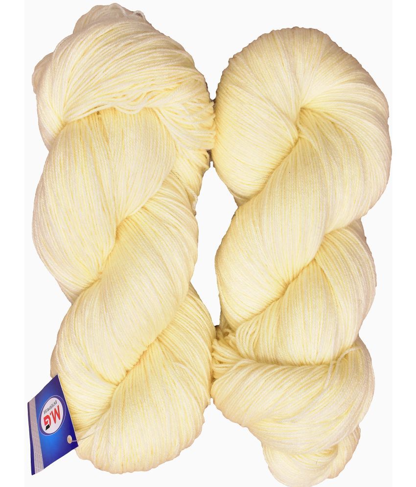     			Knitting Yarn 3 ply Wool, Cream 200 gm  Best Used with Knitting Needles, Crochet Needles Wool Yarn for Knitting.