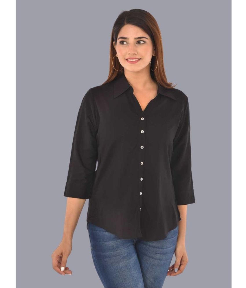     			QuaClo Black Rayon Women's Shirt Style Top ( Pack of 1 )