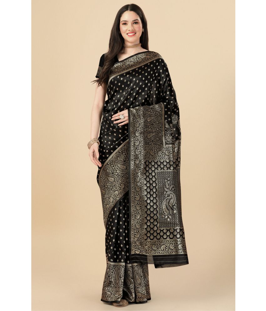     			Rekha Maniyar Fashions Art Silk Embellished Saree With Blouse Piece - Black ( Pack of 1 )