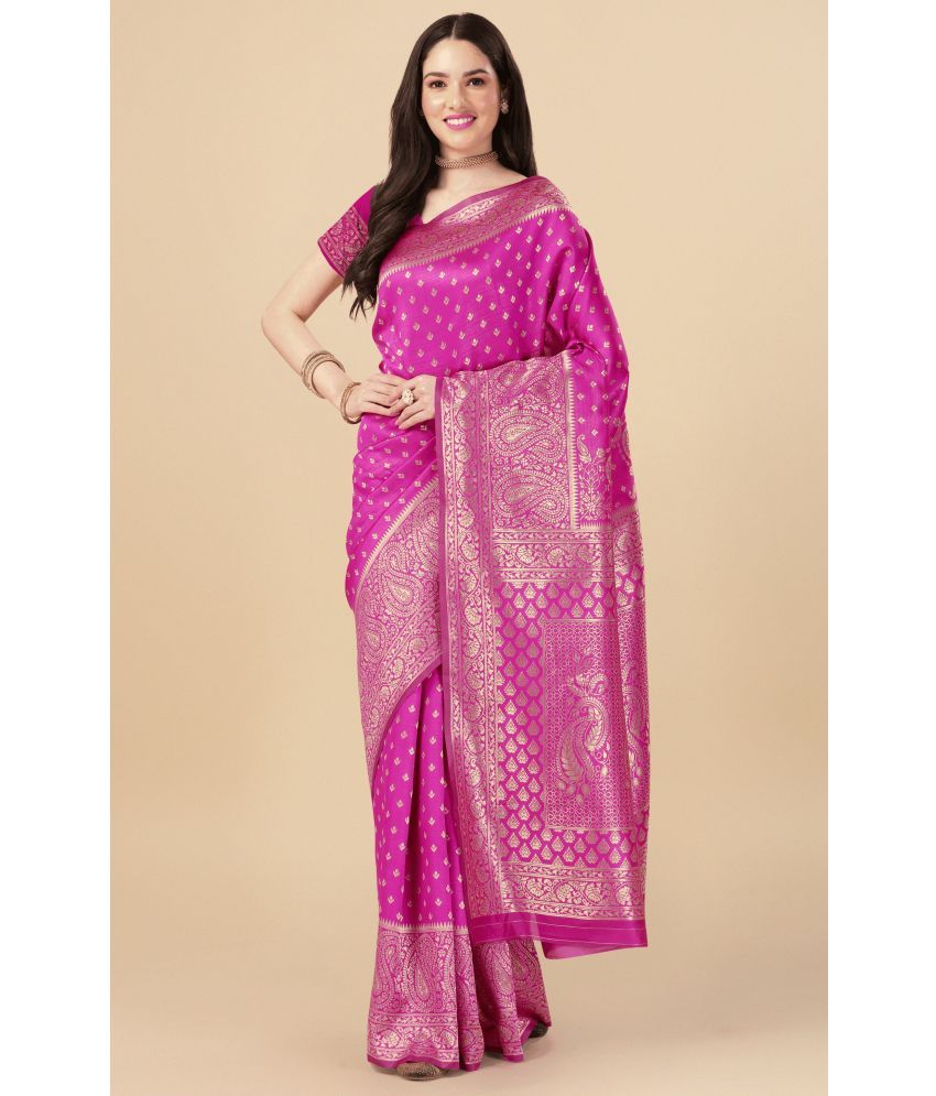     			Rekha Maniyar Art Silk Embellished Saree With Blouse Piece - Pink ( Pack of 1 )