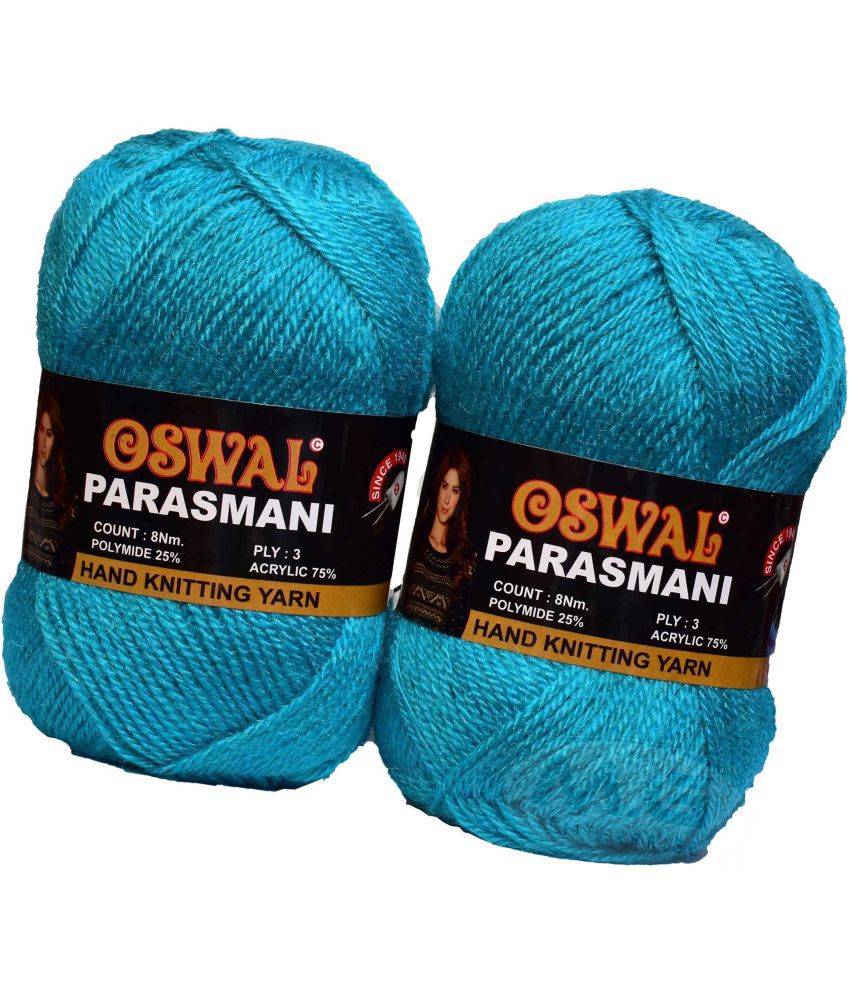     			Represents Oswal 3 Ply Knitting  Yarn Wool,  Light Teal Blue 400 gm Art-EIB