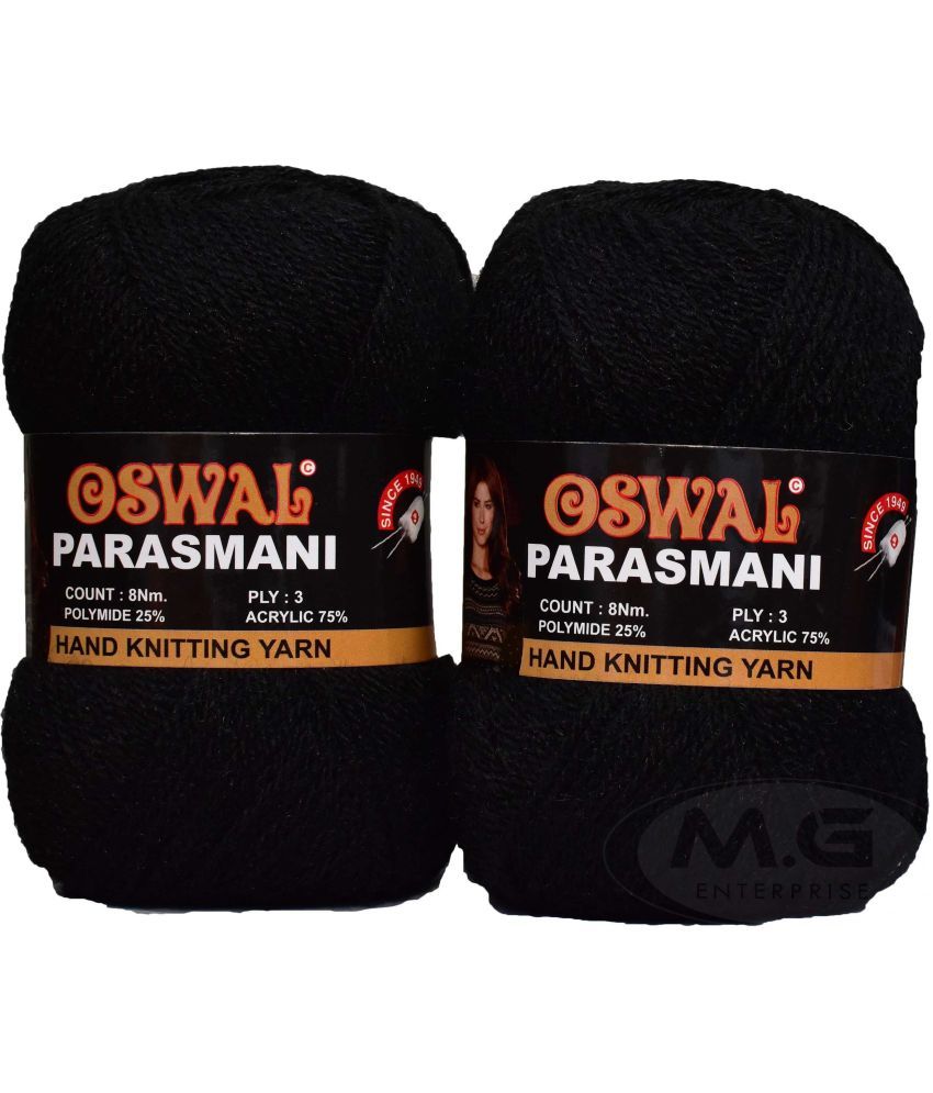     			Represents Oswal 3 Ply Knitting  Yarn Wool,  Black 200 gm Art-EGI