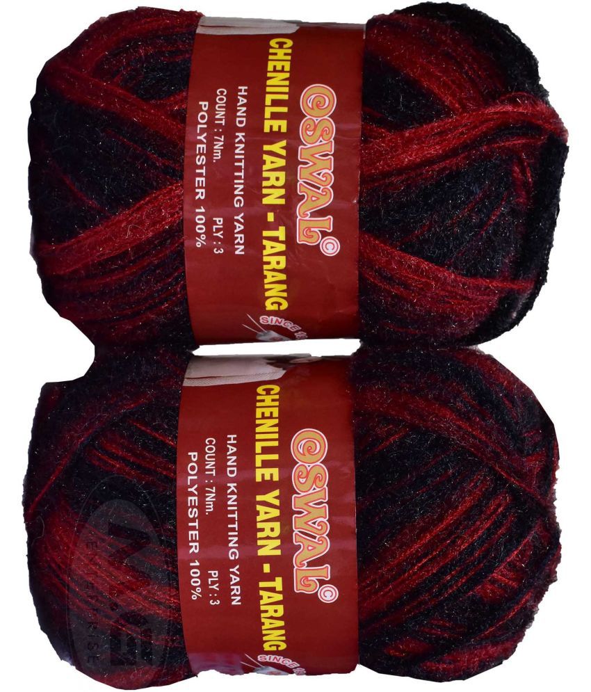     			Represents Oswal  3 Ply Knitting  Yarn Wool,  Black Red 500 gm Art-HDJ